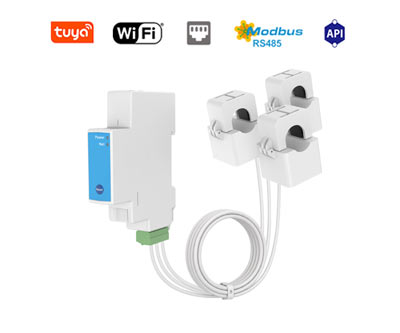 CT clamp based 3-phase energy meter with WiFi, RS485, and Modbus TCP communication for industrial and commercial energy management systems