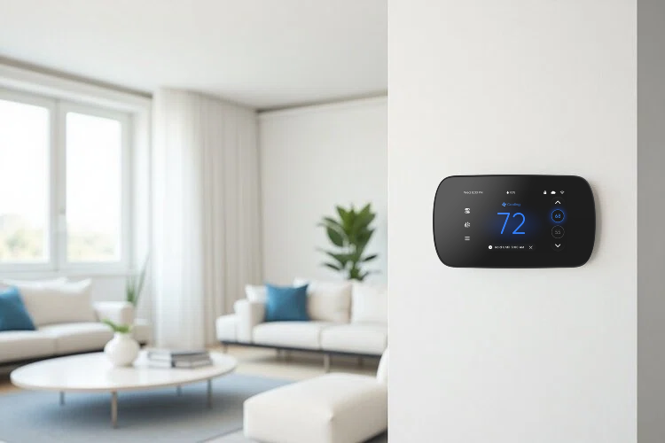 24vac heating and cooling system, 4.3 in. full-colorl LCD touchscreen,  7-day customizable Fan/Temp programming schedule, smart HVAC control