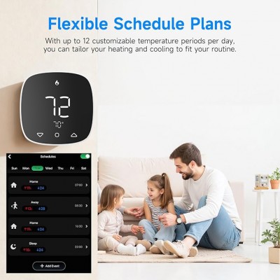 7日間プログラム可能なスケジュールとスマート温度制御機能を備えた家庭用HVAC向けWiFiサーモスタット