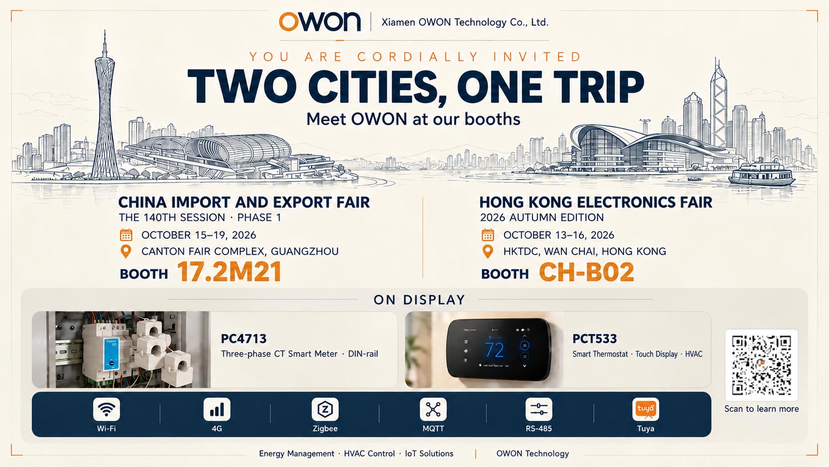 OWON at Hong Kong Electronics Fair 2026 and the 140th Canton Fair