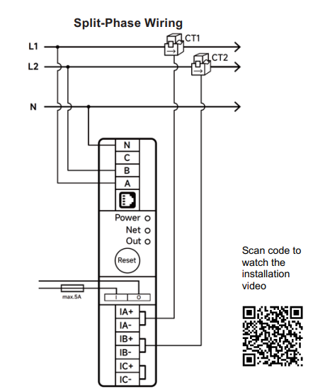 Split-Phase Smart Energy Meter Wiring Diagram